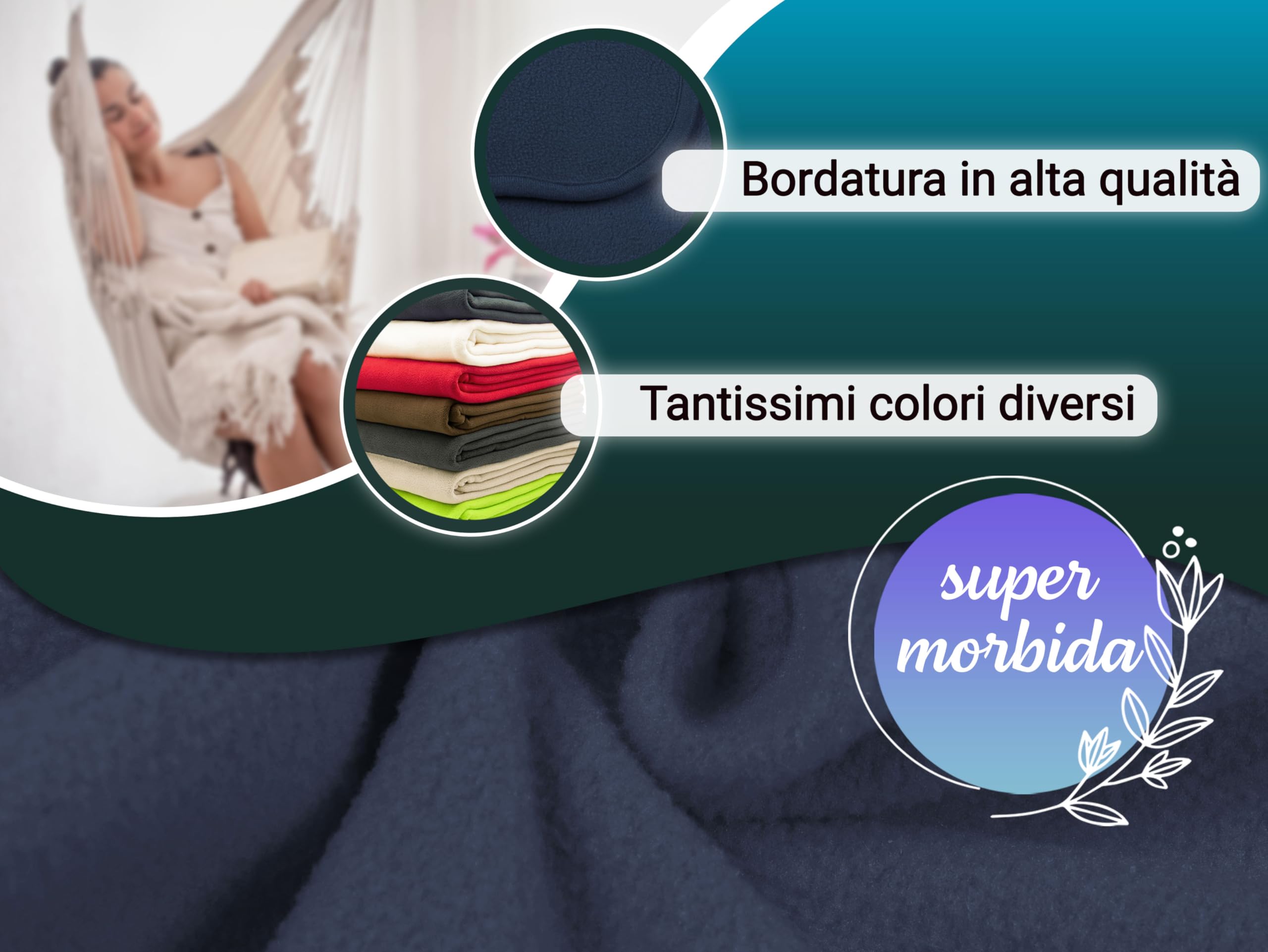 ZOLLNER coperta da divano 130x170 cm - Plaid in pile nel colore blu - microfibra - lavbaile a 95°C - Certificato OEKO TEX (R)