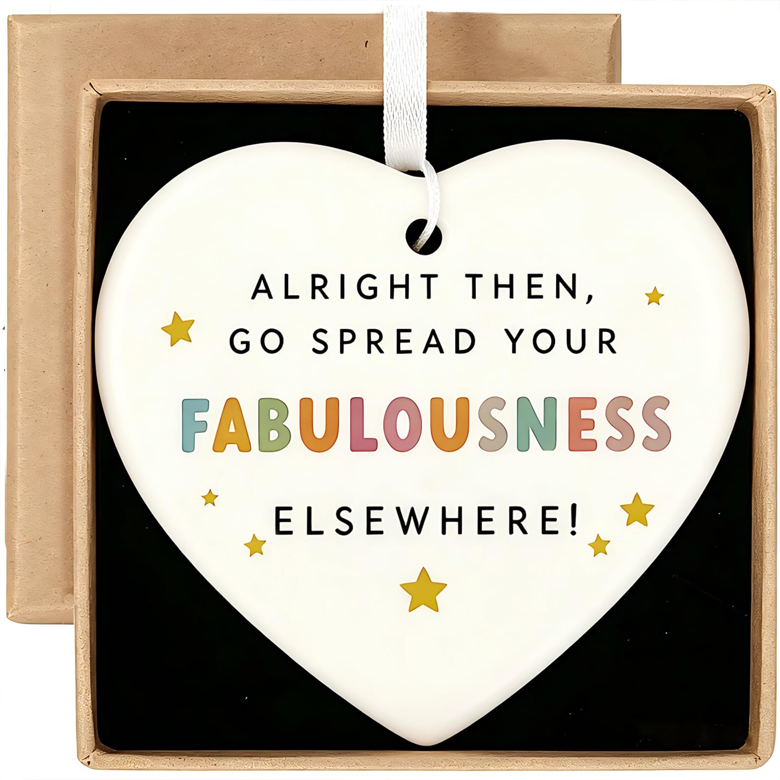 Ethlomoer Women's White Leaving Gift For Colleagues Congratulations On Your New Job, Good Luck In New Job Presents, Next Chapter Ceramic Heart Hanging Tag For Her Or Him,Pack Boxes