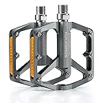 ROCKBROS Mountain Bike Pedals MTB Pedals with Reflective Strips Bicycle Flat Pedals Aluminum 9/16 Sealed Bearing Lightweight Platform for Road Mountain BMX MTB Bike