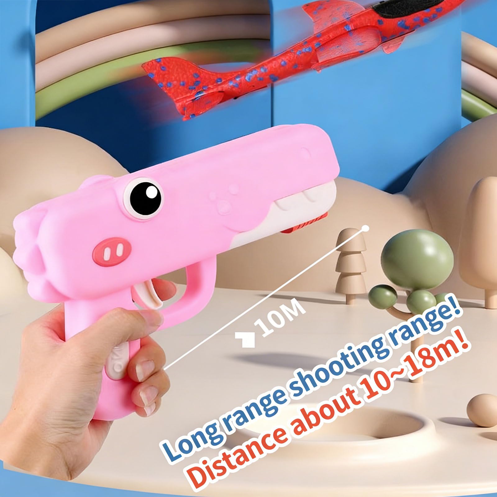 Dinosaur Foam Glider Launcher, Cute Dinosaur Glider Plane Flying, Fun Birthday Gifts, Easy to Launch Foam Aircraft (Blue) — view 6