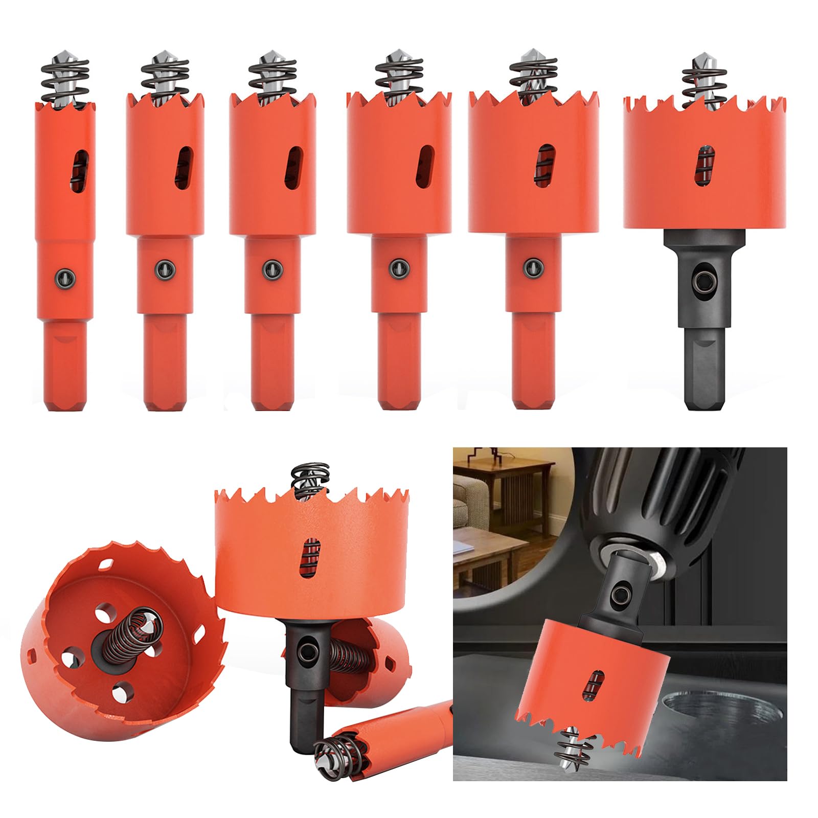 Tangger – 6 Frese A Tazza In HSS Per Metallo, Misure 12-30 Mm, Set Coniche Per Trapano, Arancioni