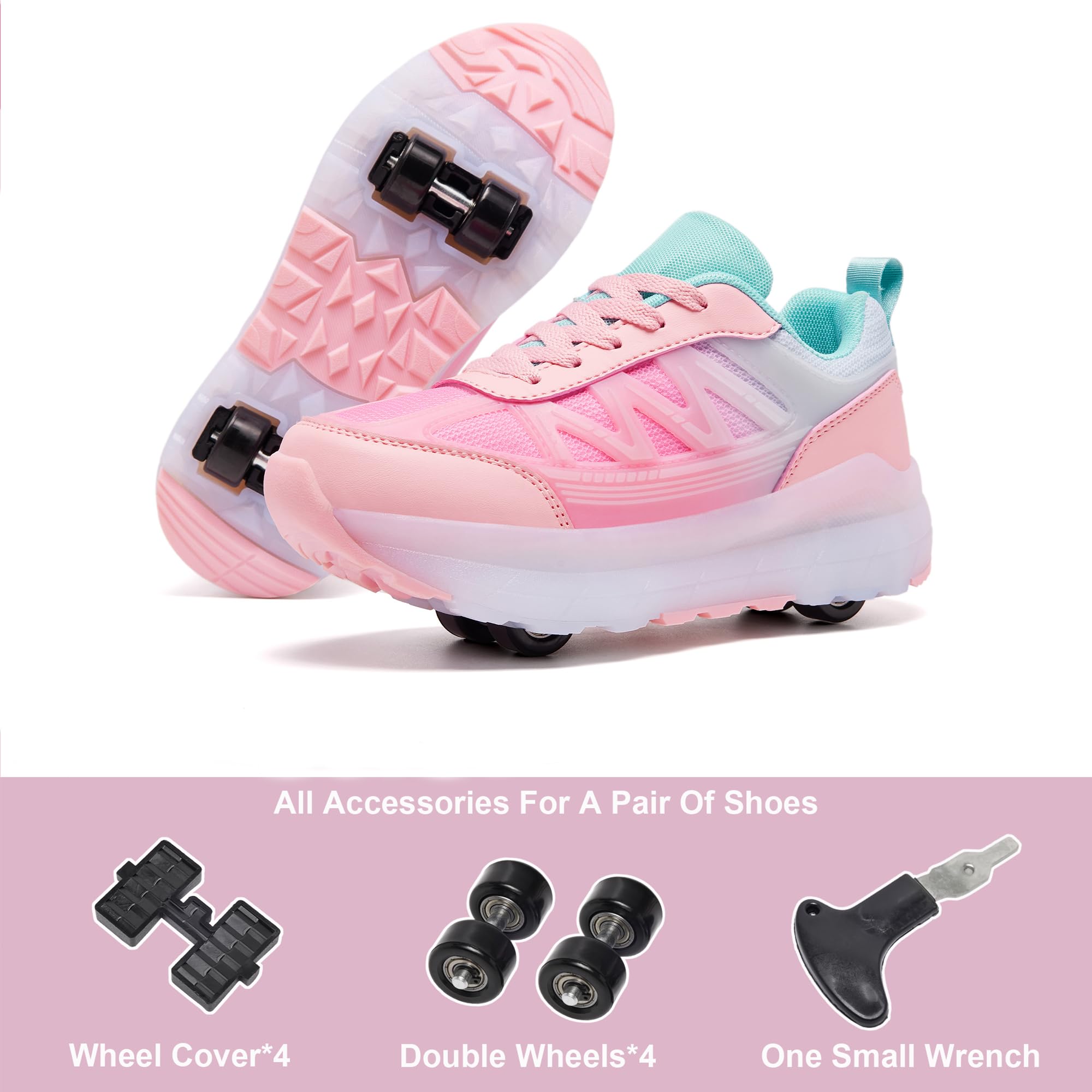 Chaussures de skate à roulettes pour femmes et filles avec roues amovibles, chaussures de sport adaptées pour Halloween, Noël, fête d'anniversaire