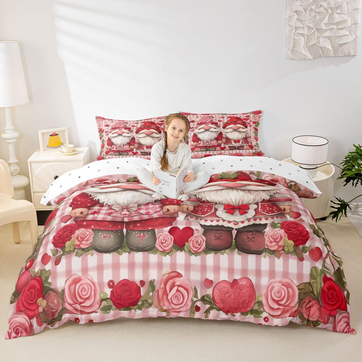 Housse de couette rose pour lit simple enfant solution déco chambre Manfei