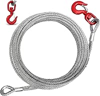 YATOINTO 3/8" Galvanized Steel Winch Cable 50FT Heavy Duty, 13980LBS Breaking Strength, 2T Swivel Hook for Tow Trucks & Cranes