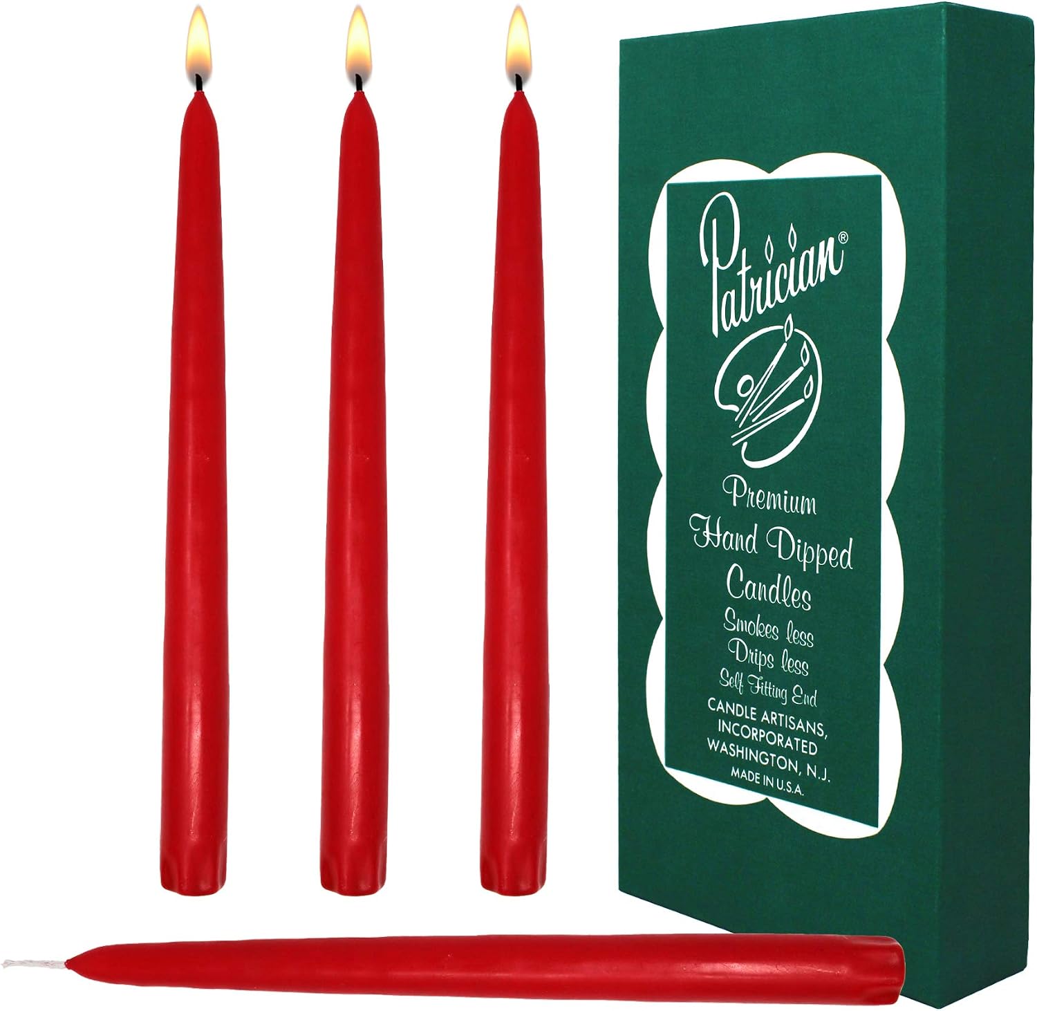 10 Inch Household Red Taper Candles -12 Pack - '' 10'' Long Hand Dipped Dinner Candle Dripless Smokeless for Party Wedding and Birthday Unscented