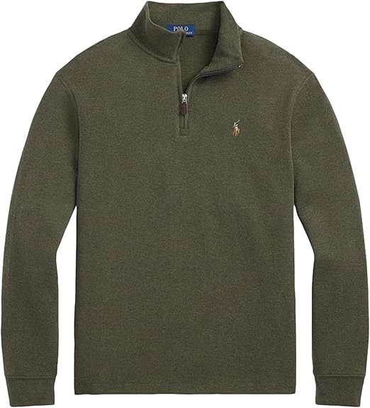 POLO RALPH LAUREN Pulôver masculino com zíper canelado, Estrela de