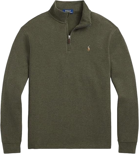POLO RALPH LAUREN Pulôver masculino com zíper canelado, Estrela de