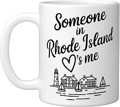 Someone In Rhode Island Loves Me Coastal Town Ceramic Mug, White