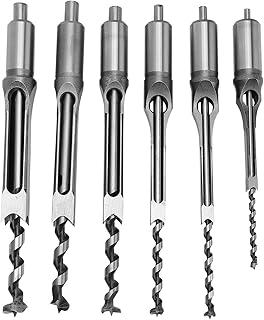 Square Hole Drill Bits, 6Pcs Woodworking Hole Saw Wood Mortising Chisel Set Mortise Chisel Bit Kit Tool Set