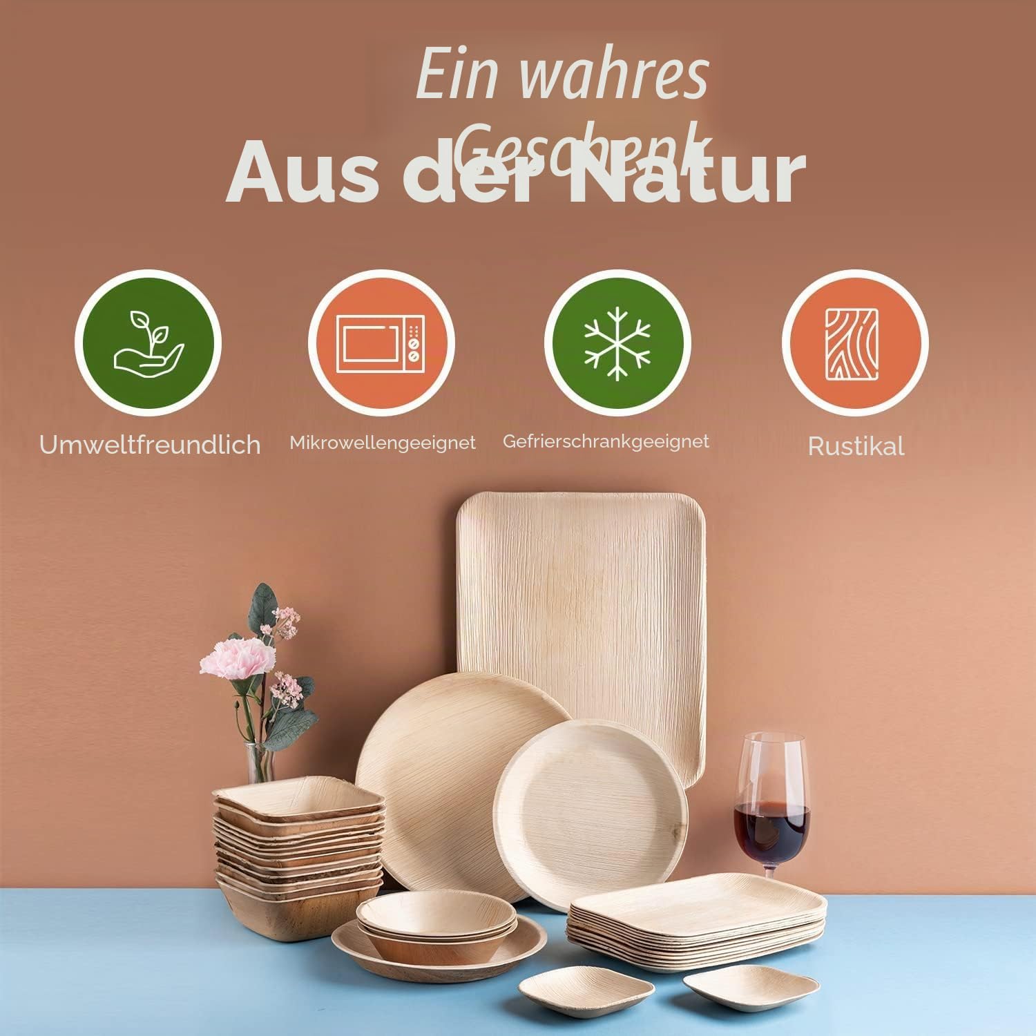 FOOGO Green 10 Einweg-Palmenblatt-Serviertabletts, Groß 35x25 cm, für Platten, Vorspeisen, Hochzeiten, Antipasti, umweltfreundlich, biologisch abbaubar, stabil wie Holzplatten