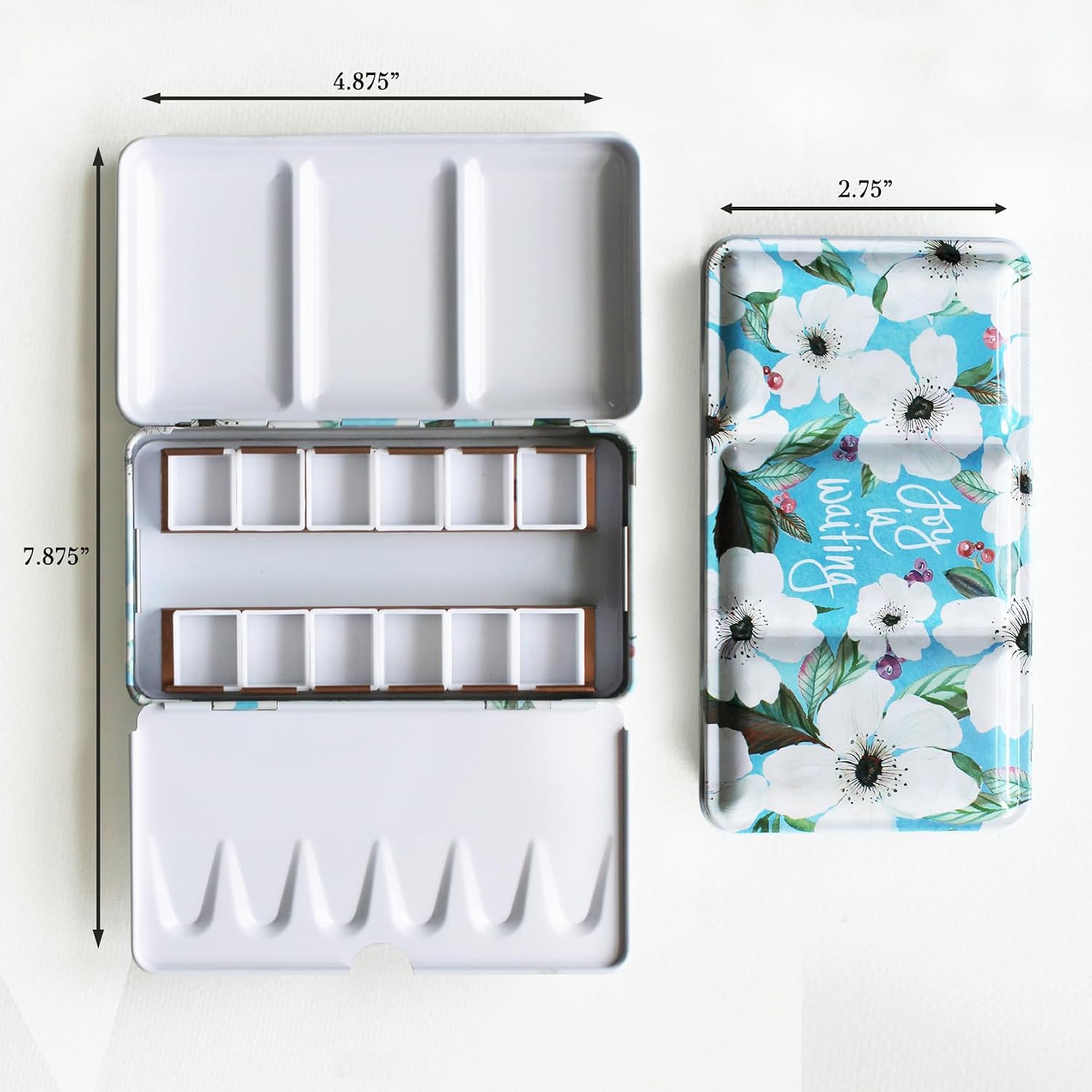 Anemones - Kristy Rice Collectible Artist Watercolor Palette Empty w/Removable Paint Tray & Watercolor Pans - Sturdy Empty Watercolor Palette Tin - Travel Watercolor Palette with Lid - Watercolor Tin