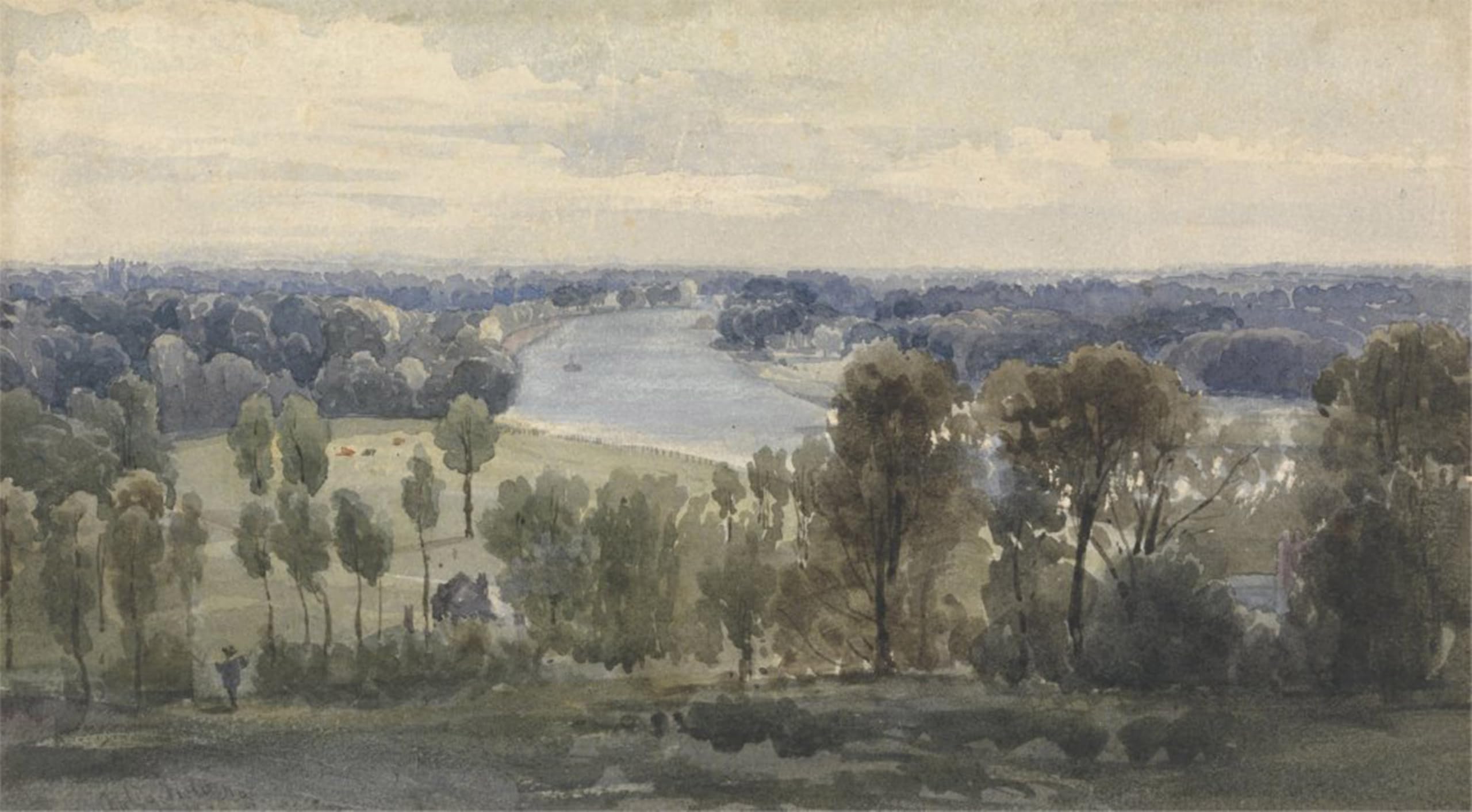 POSTERIIk Famous Modern Artwork Art Mural Richmond Hill by Vandyke Copley Fielding Oil Paintings Pictures for Home Decor 60x90cm