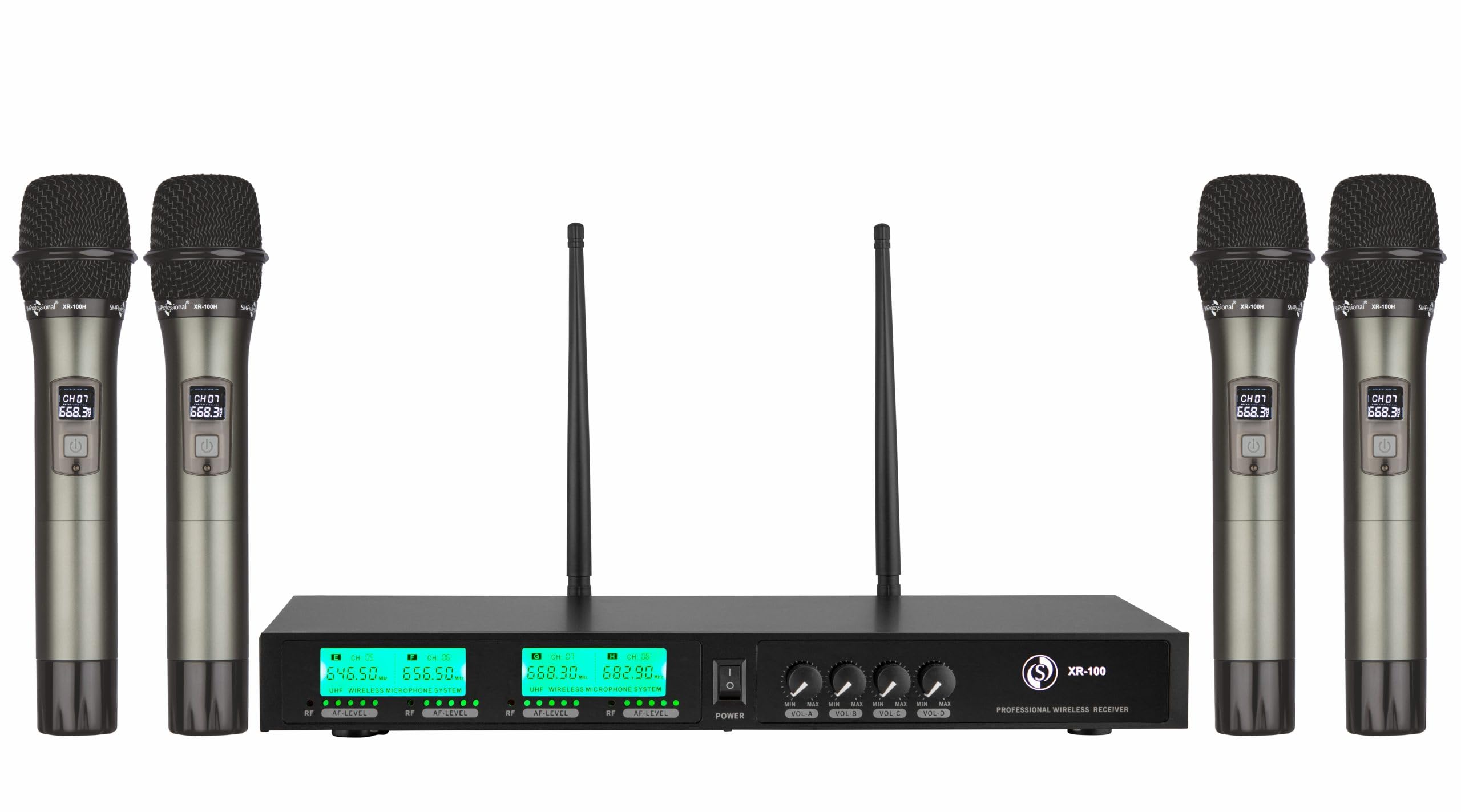 the studiomaster xr 100 dual wireless microphone system – uhf handheld mics, high sensitivity receiver, 50m range, for stage, karaoke, events & public speaking