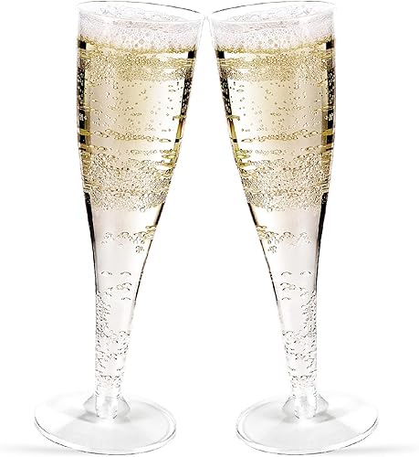 Paquete de 30 copas de champán de plástico transparente de 5 onzas – Copas de vino desechables inastillables para bodas, fiestas, cumpleaños,