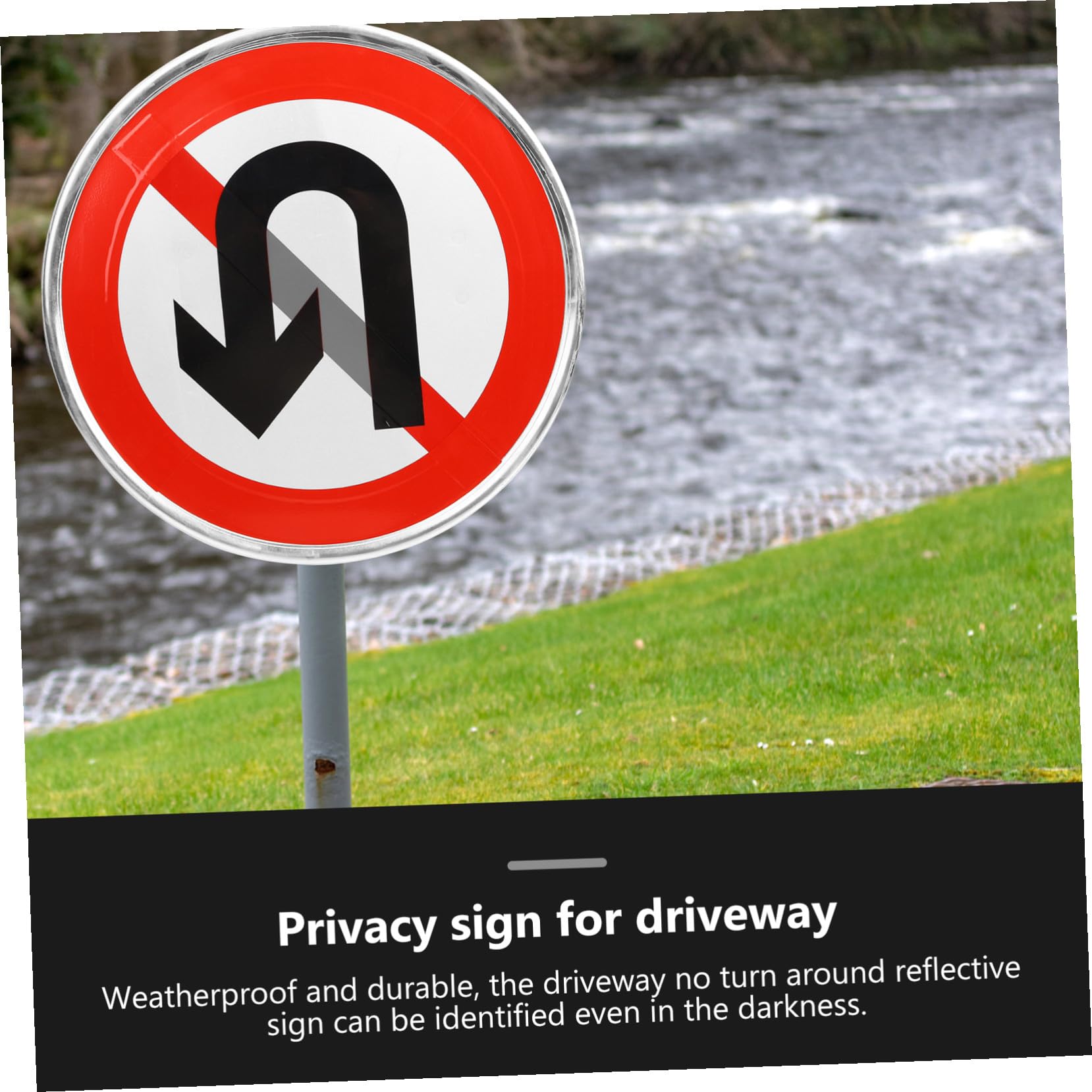 Panneau Métallique Interdit Demi-tour pour Allée Panneau Routier Réfléchissant Robuste Signalisation de Propriété Privée Durable Facile à Installer