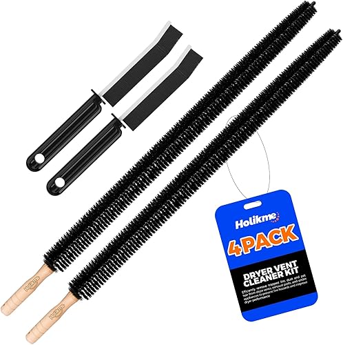 Holikme Kit de limpiador de ventilación para secadora, paquete de 2 – Suministros de limpieza para el hogar, cepillo de bobina larga y flexible para