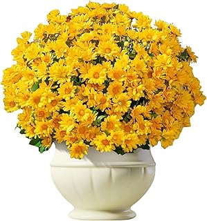 Générique Faux Chrysanthèmes, Lot de 10 Fleurs Artificielles de Chrysanthèmes Coucher de Soleil pour Extérieur, Décoratives Décor Automnal pour Jardin Chambre Fête Balcon Rebord Fenêtre Vase