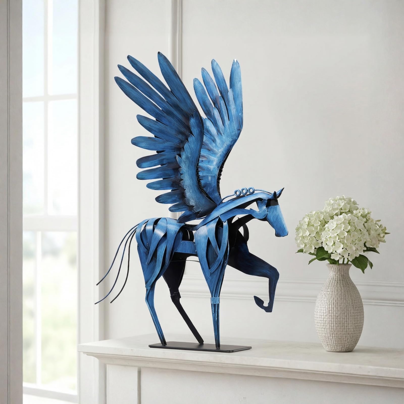 【個性的】アート作品 空飛ぶ馬 ペガサス ブルー 額装 昭和レトロ ビンテージ Amazon.co.jp: SunBlogs Art 高さ24インチ ハンドメイド 飛ぶ馬像