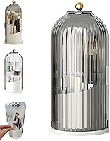 BUENLY Concealed Rotating Toothbrush Holder with Cover - 360° Bathroom Counter Organizer for Makeup Brushes, Grey