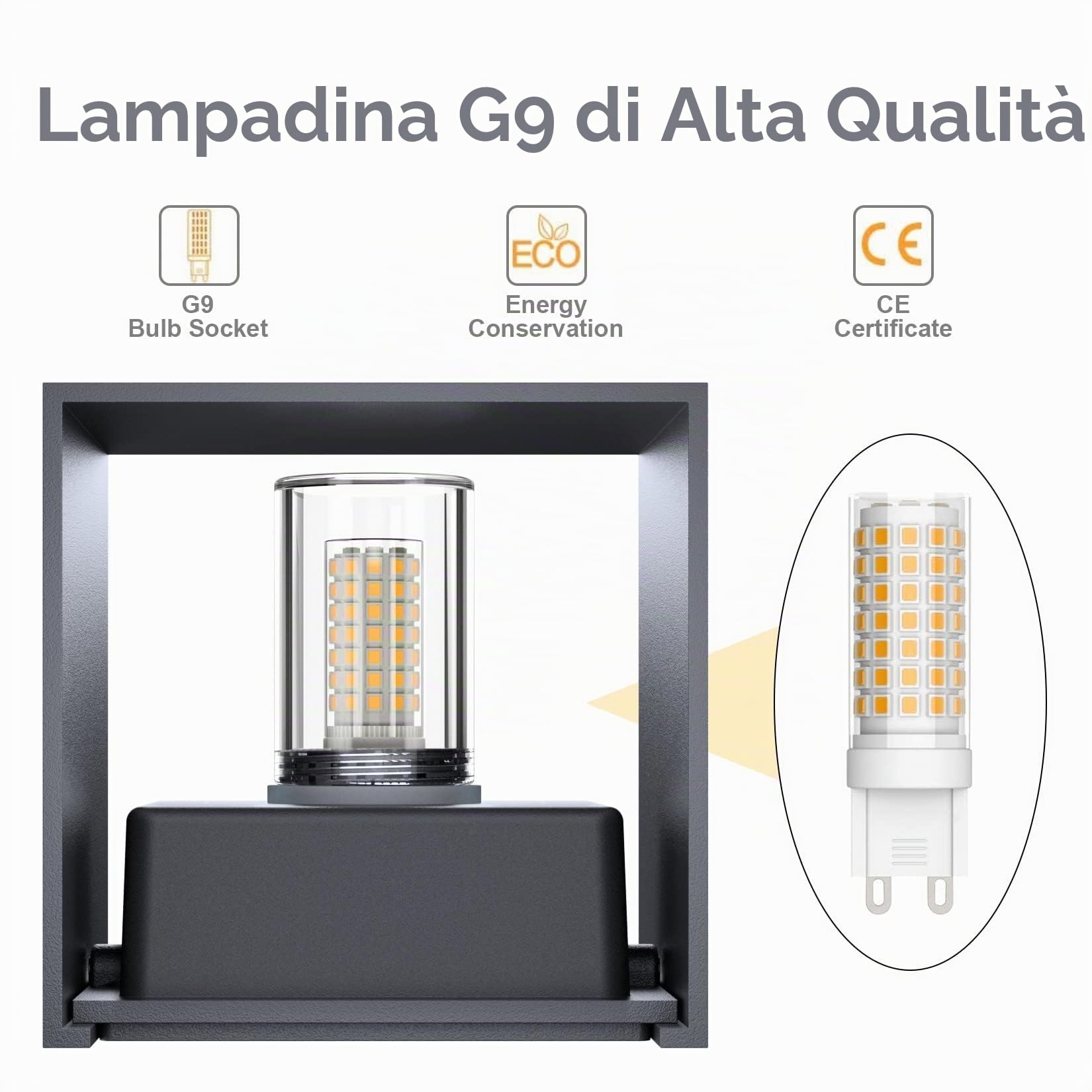 Klighten 4 Pezzi Lampada da Parete Esterno/Interno Moderno Up Down, Applique da Parete 9W con Lampadina G9 Sostituibile, Applique da Esterno IP54 Impermeabile, Bianco Neutro 4000K, Antracite Ral 7016