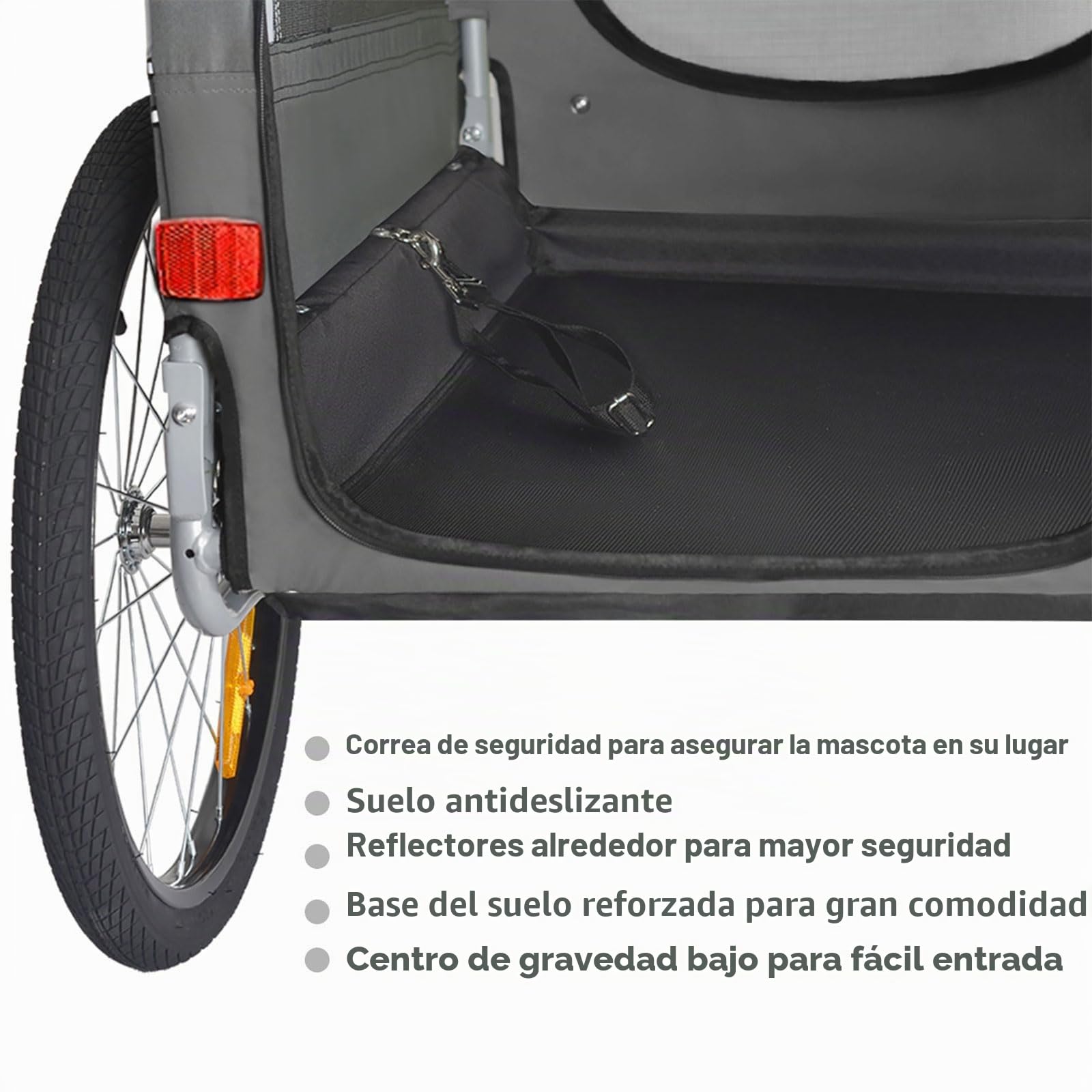 DOGGYHUT® Premium XL 2 en 1 Remolque de bicicleta para perros y corredores, 23 – 45 kg, remolque de bicicleta para perros, para bicicleta 80106 (gris)