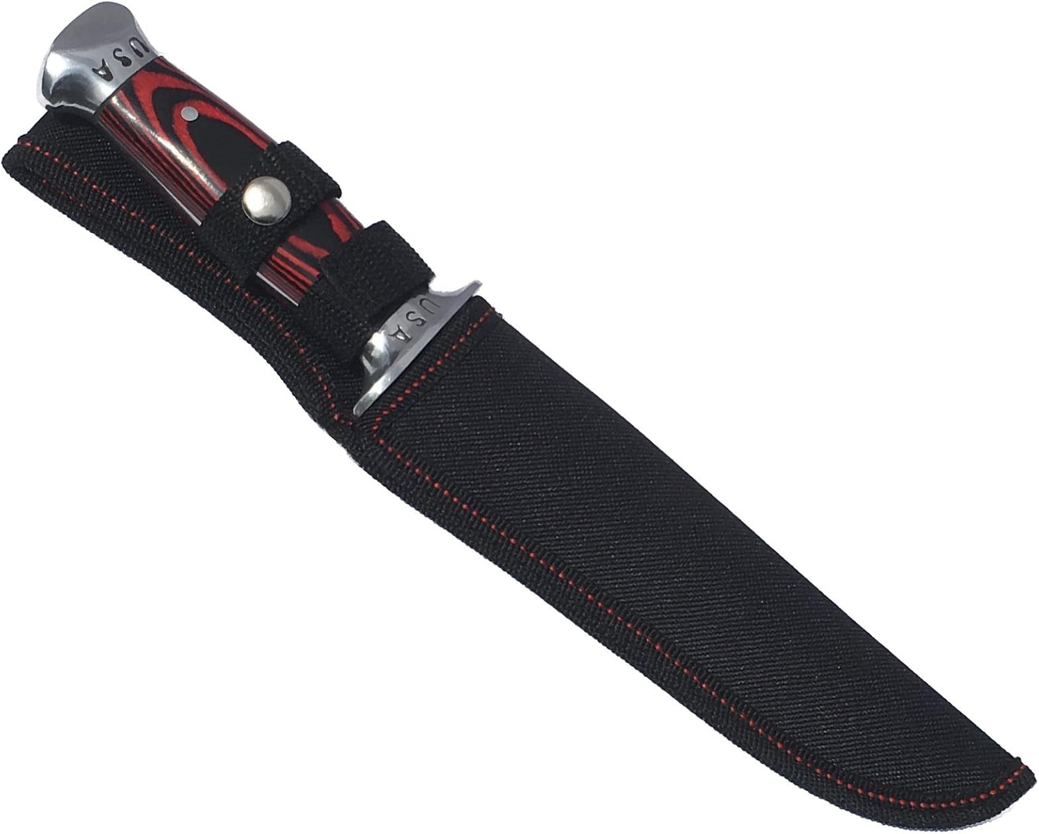 eTradewinds USA Combat Bowie Hunting Knife w/Sheath, Pakkawood Handle, & Razor Sharp 420 SS Rust Free Full Tang Fixed Blade