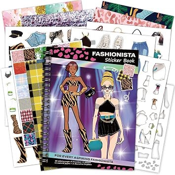 FUNCLASS Fashion Sticker Dress Up Book for Girls, Coloring & Activity Book