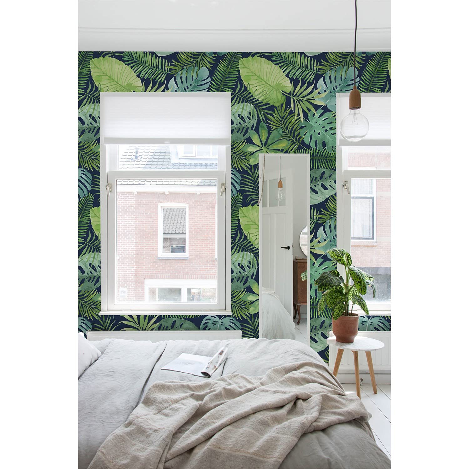 Papier peint haut de gamme feuilles de la marine Coloray 312x219cm texture latex premium
