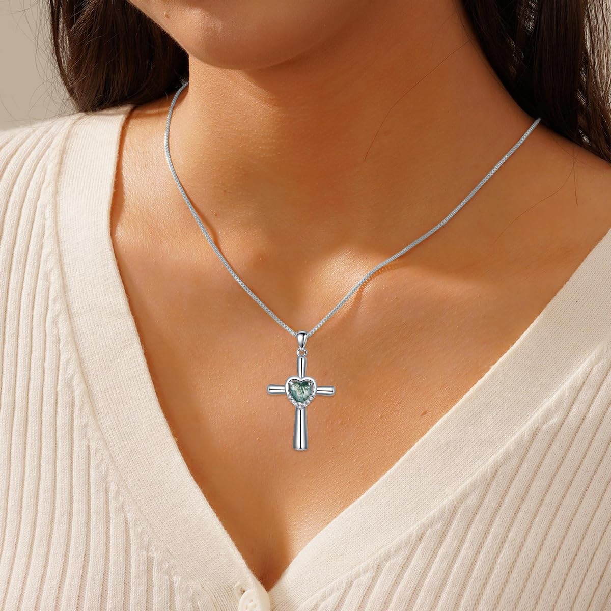 Cross Urn Necklace for Ashes 925 Sterling Silver 12 Birthstones Cross Heart Cremation Necklaces for Loved Ones Ashes Memorial Keepsake Jewelry - Image 5