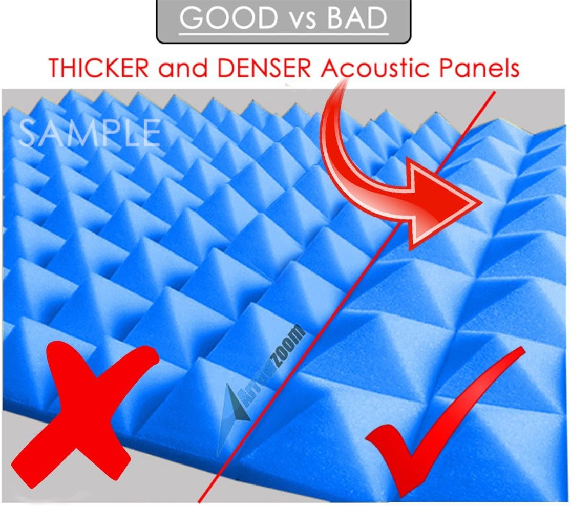 Arrowzoom New 8 Pieces of (19.6 in X 19.6 in X 1.9 in) Soundproofing Insulation Pyramid Acoustic Wall Foam Padding Studio Foam Tiles AZ1034 (Black)