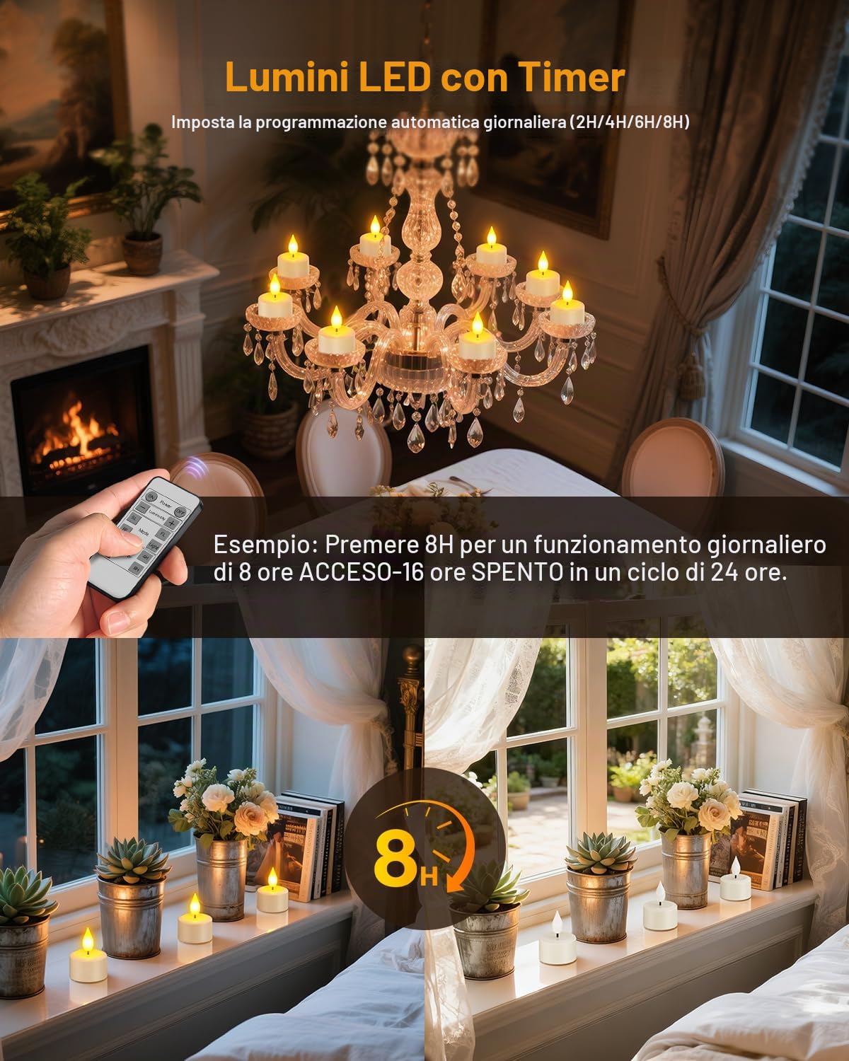 Yme Candele a LED con funzione timer, telecomando, 12 pezzi, ricaricabili, elettrici, USB, ricaricabili con stazione di ricarica per soggiorno, stanza, Halloween, Natale, feste, moderne