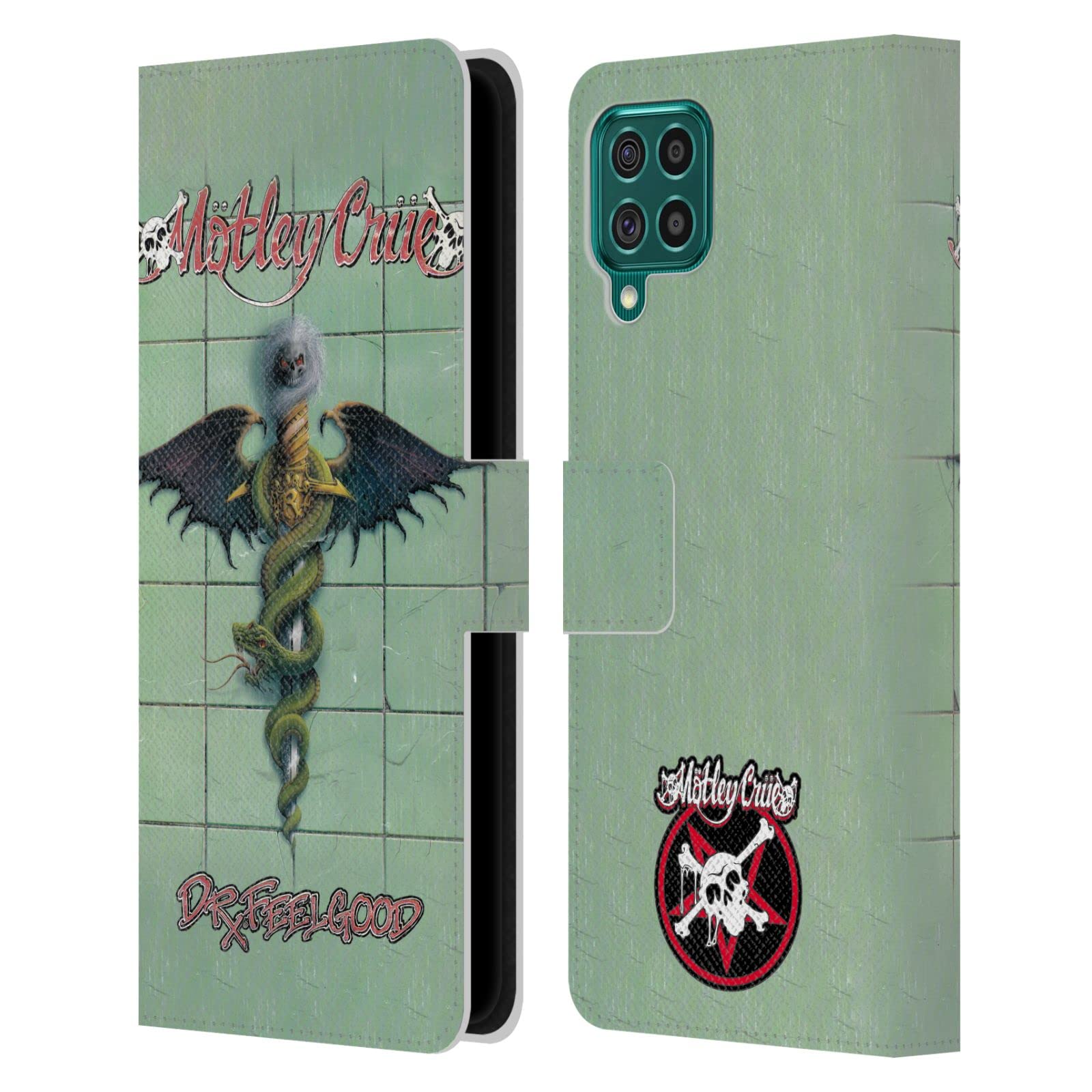 Head Case Designs Officially Licensed Motley Crue Dr. Feelgood Albums Leather Wallet Case Compatible With Samsung Galaxy F62 (2021)