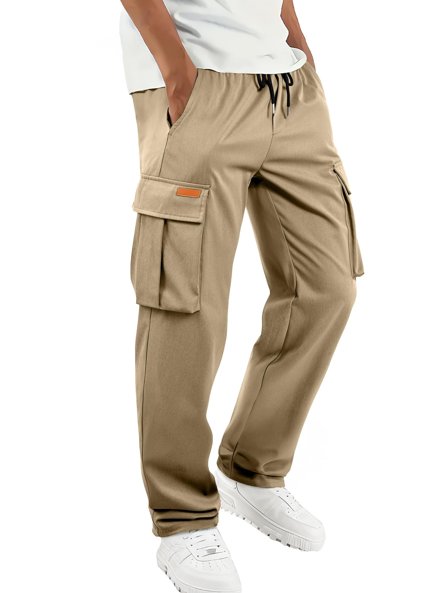 JMIERR Herren Stretch Cargohose 2026 Baggy Trainingshose Jogginghose mit Kordelzug und Mehreren Taschen S-3XL