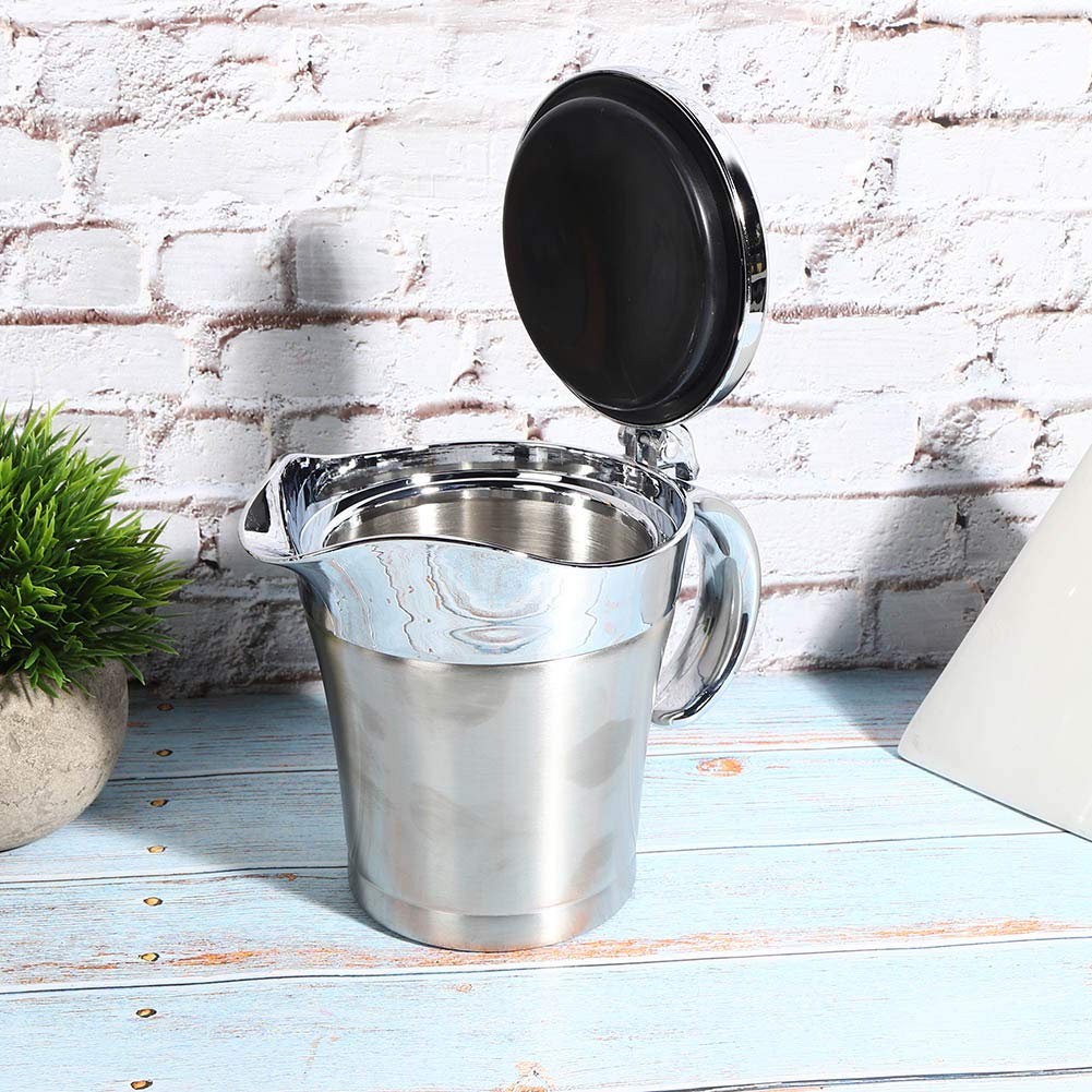 Stainless Steel Insulated Gravy Boat, Double Wall Gravy Warmer Sauce Jug with Lid 17 oz/500 ml Capacity