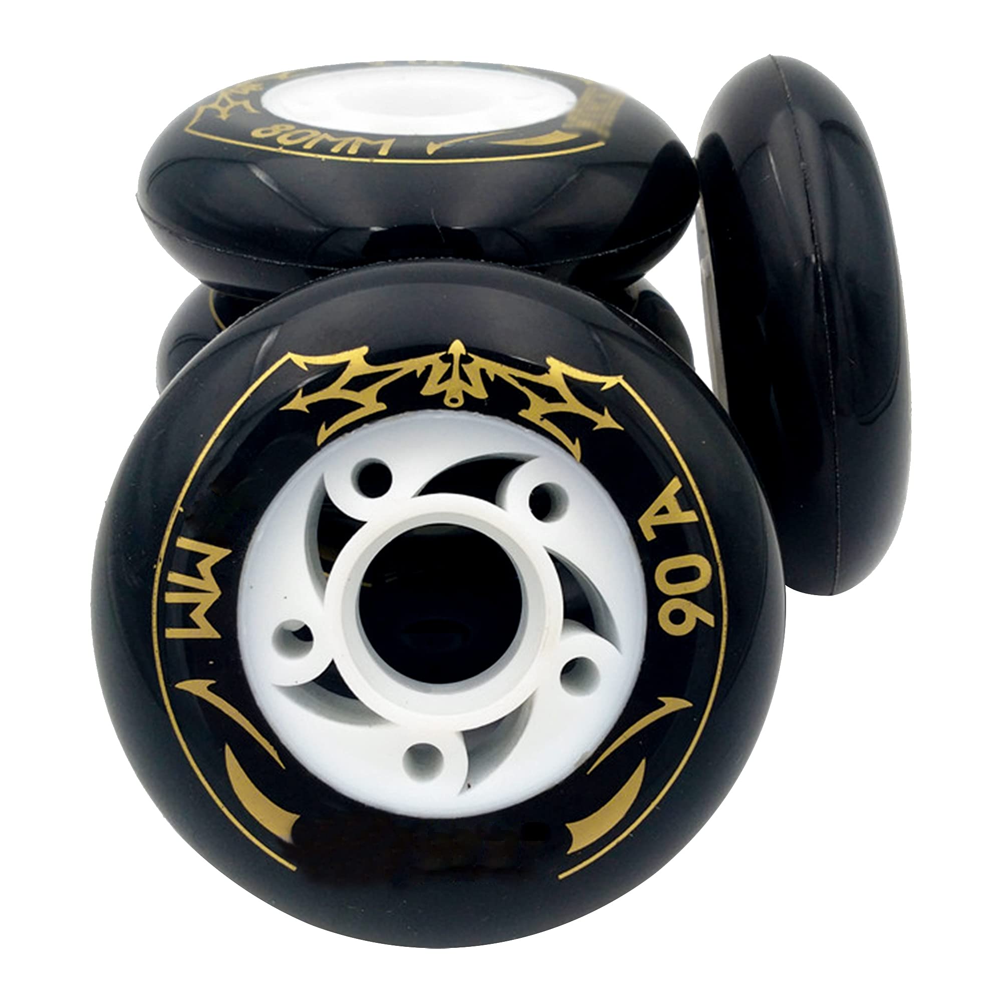 SSCYHT90A PU Wear Resist Sliding Inline Roller Skate Replacement Wheels Without Bearings (Pack of 8) 76mm