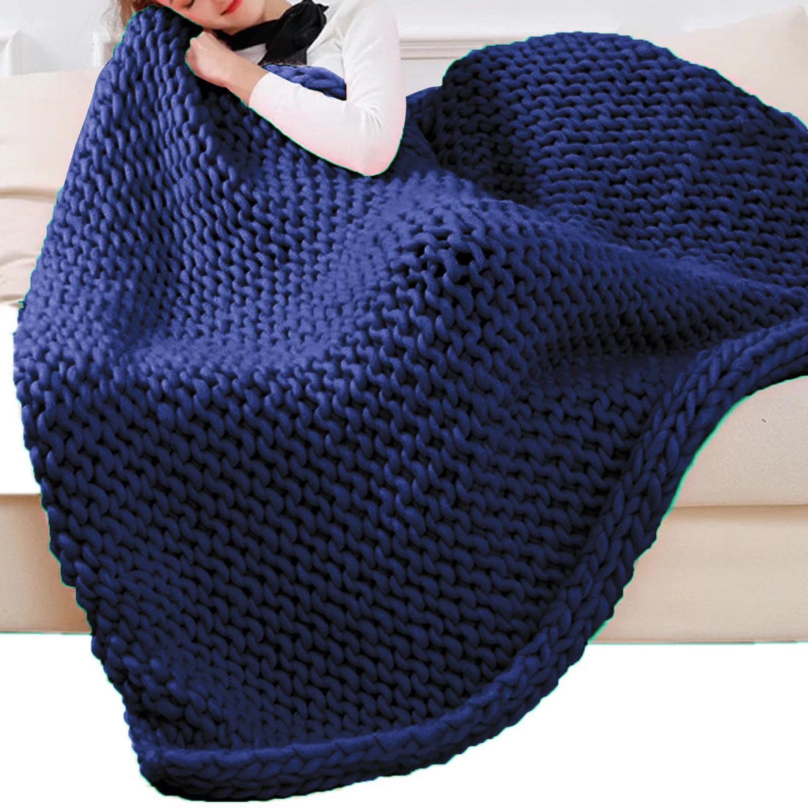LOVIVER Chunky Wool Yarn Jumbo Yarn Crochet Cloth Summer Hand Knit Weight Bulky Yarn for Knitted Blanket Weaving Sweater Pet Bed Dark Blue - Image 3