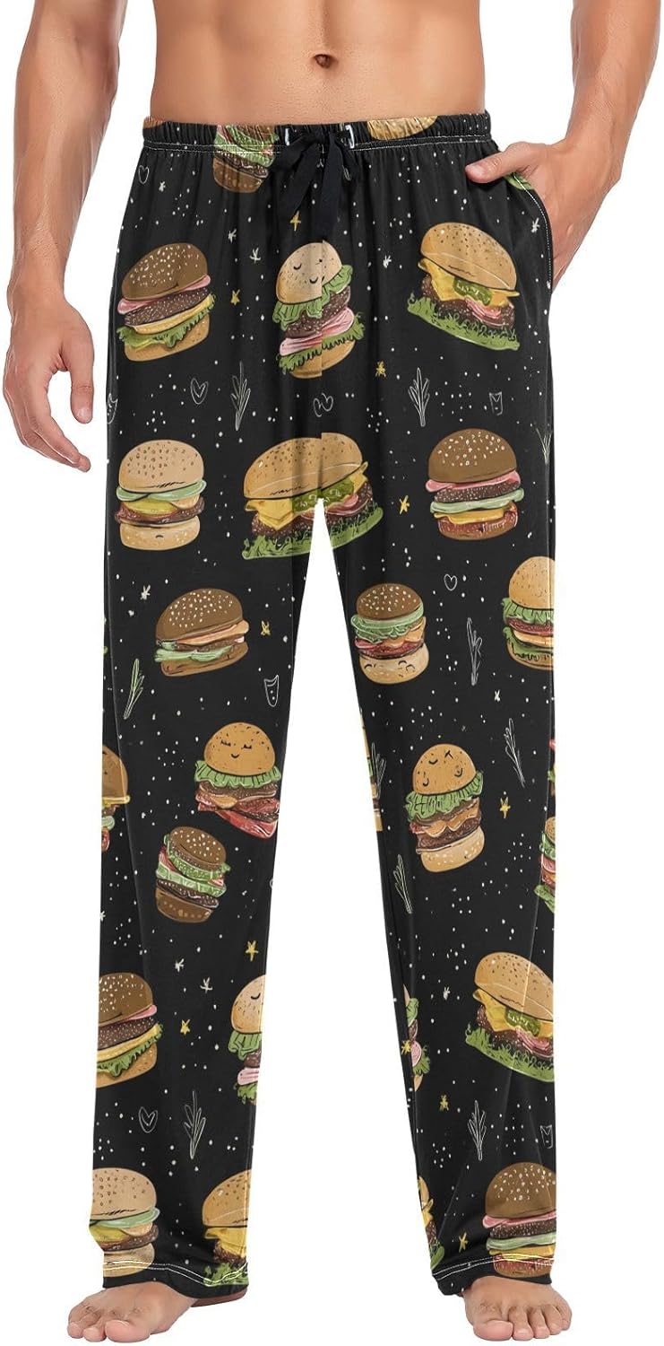 Colorful French Fries Hamburger Pajama Pants Fast Food Men's Pajama Bottoms Lounge Sleepwear PJs Lightweight Sleep Pants XL - Image 3
