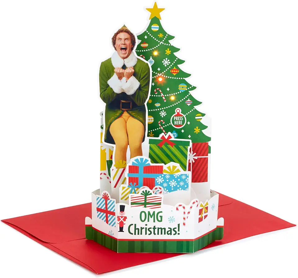 Hallmark Cartão de Natal Pop Up Display Elf da Paper Wonder com Som (Buddy The Elf) (999XSO1054)