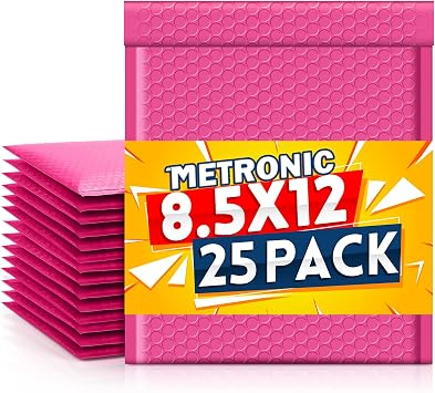 Metronic Bubble Mailers 8.5x12 Inch 25 Pack Pink Padded Envelopes Bulk #2