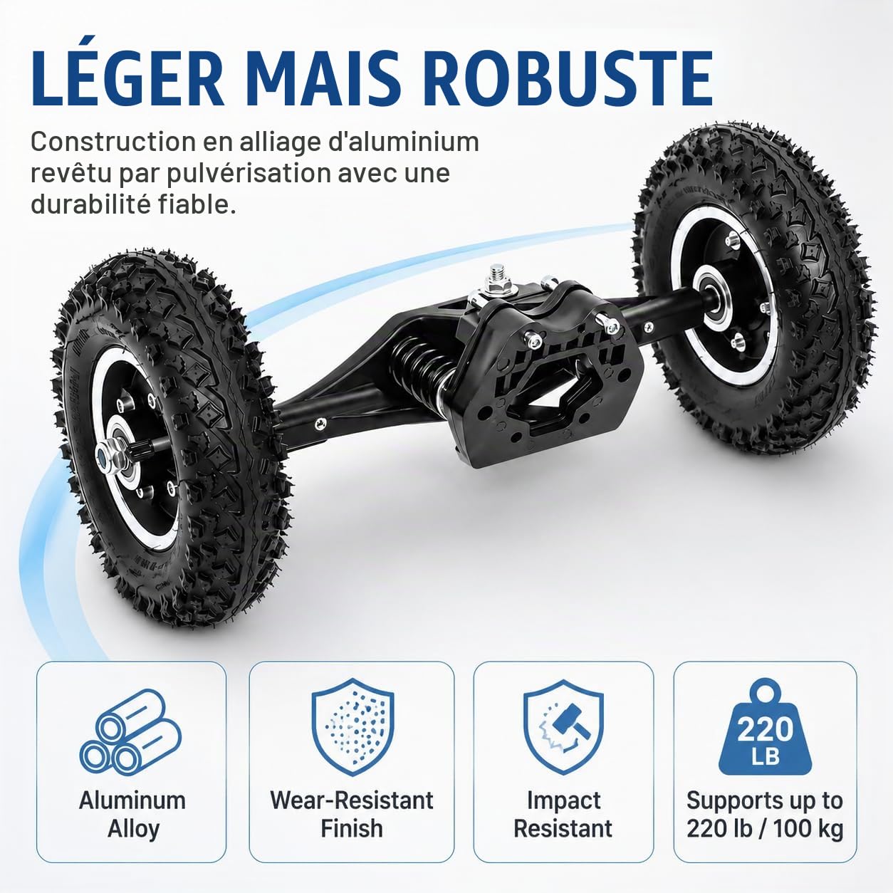 8 pouces Skate Wheel Skateboard Truck Combo Set avec support de roue, roues combinées, planche à roulettes, poulie hors route, camions électriques, montagne board longboard