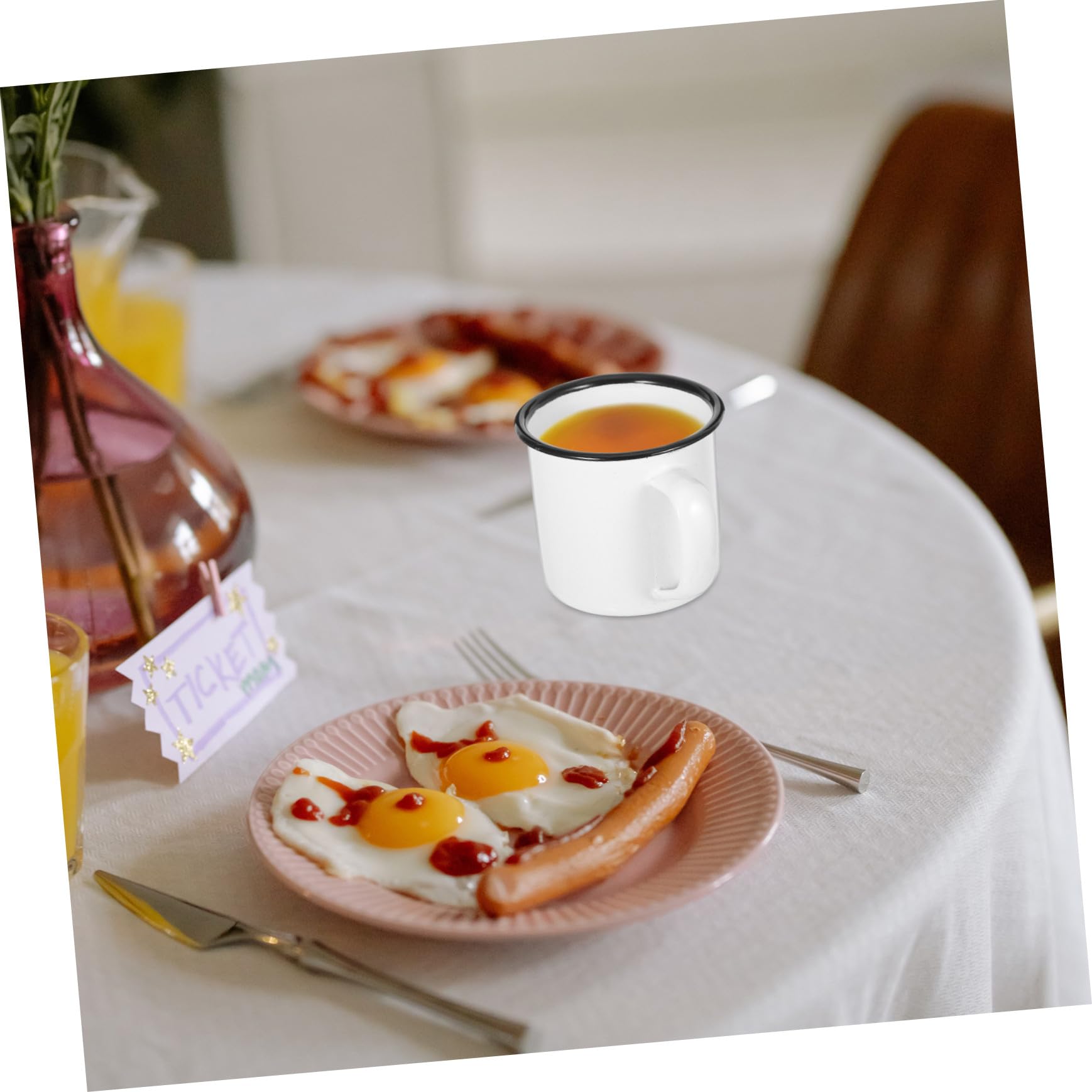Diseño Simple y Fácil de Limpiar Vintage Juego de 4 Tazas Esmaltadas Material de Esmalte Resistente para Camping y Café Adecuado para Familias y Cafés