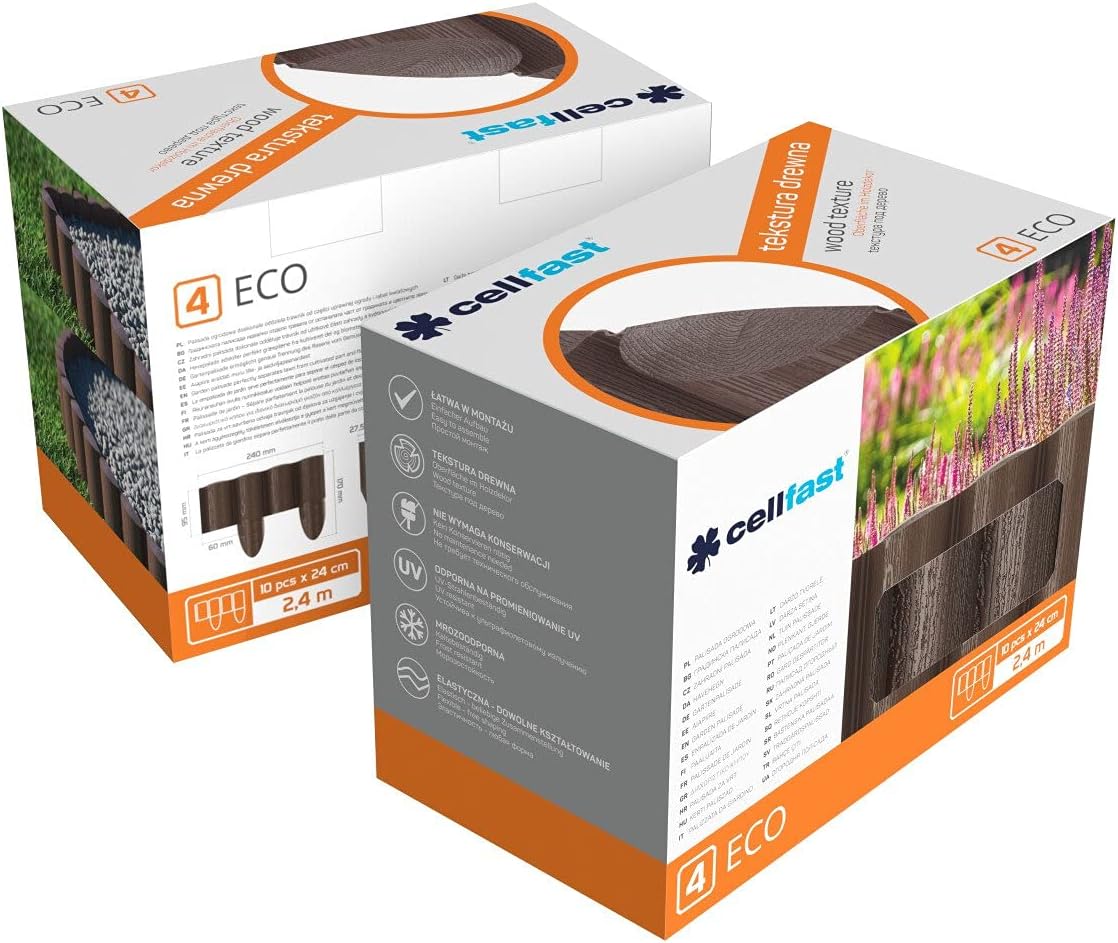 Cellfast Lawn Edging Palisade, Brown, 10 pieces 2.4 x 0.3 m