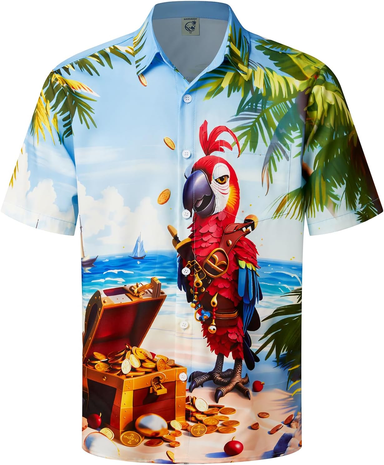 Hardaddy Men's Summer Hawaiian Shirts Funny Performence Printed Button Down Casual Bowling Shirt