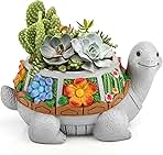 LESES Succulent Plant Pots, Turtle Planter Flower Pots with Drainage Hole, Cute Planting Pots for Cactus, Succulent Planters for Indoor Plants Home Office Garden Flower Pot Gifts for Plants Lover