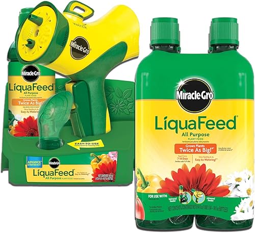 Miracle-Gro - Kit de iniciación All Purpose Plant Food Advance LiquaFeed y paquete de recarga Un alimentador y cinco botellas