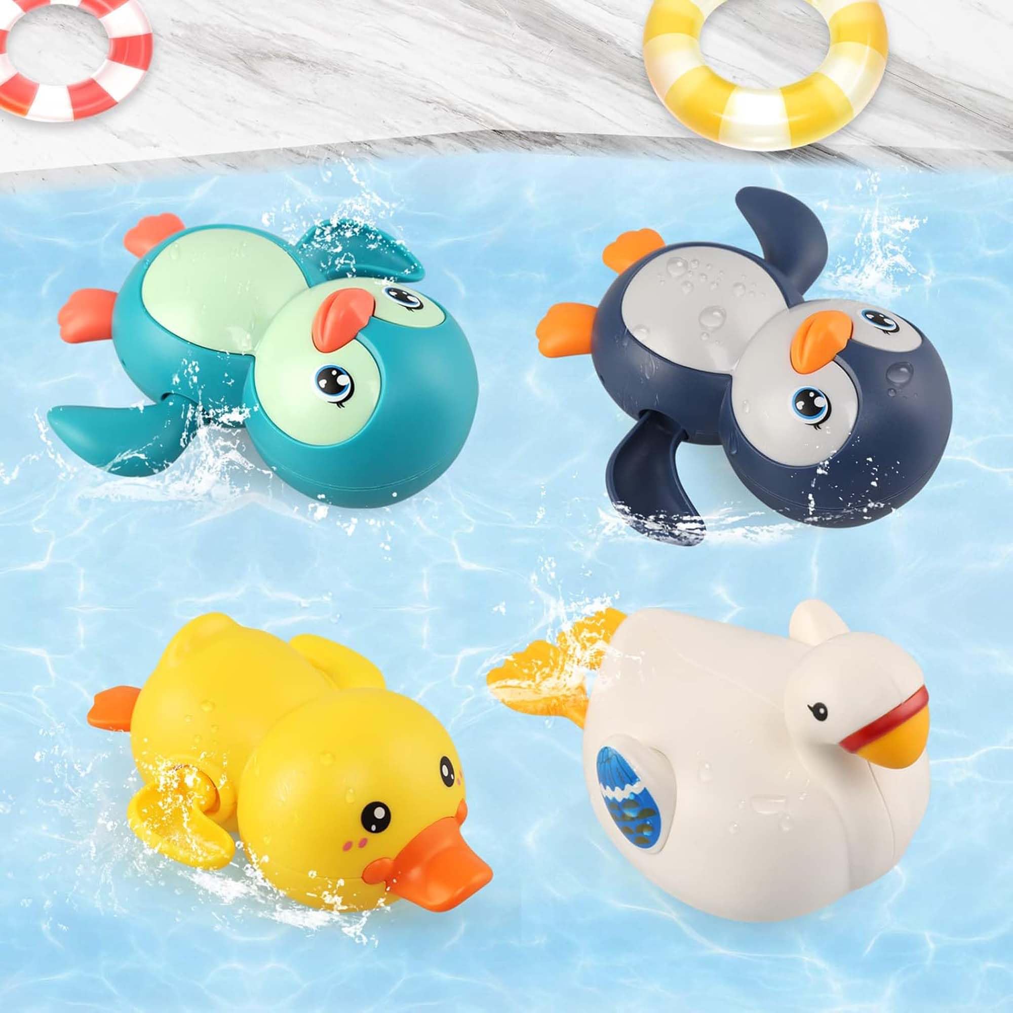 Jouets de Bain 4 Pièce, Jeux de Bain pour Enfants 1 2 3 4 Ans, Jouets Flottants, Jeux d'eau,Jouet Bebe Salle de Bain/Baignoire/Piscine/Douche, Jouet Cadeau pour Garcon Fille