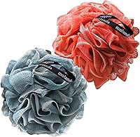 Vista 1 de Molanda Esponja de esponja de ducha, cepillo de malla, bola para exfoliar, cuidado esencial de la piel (color graduado), paquete de 2