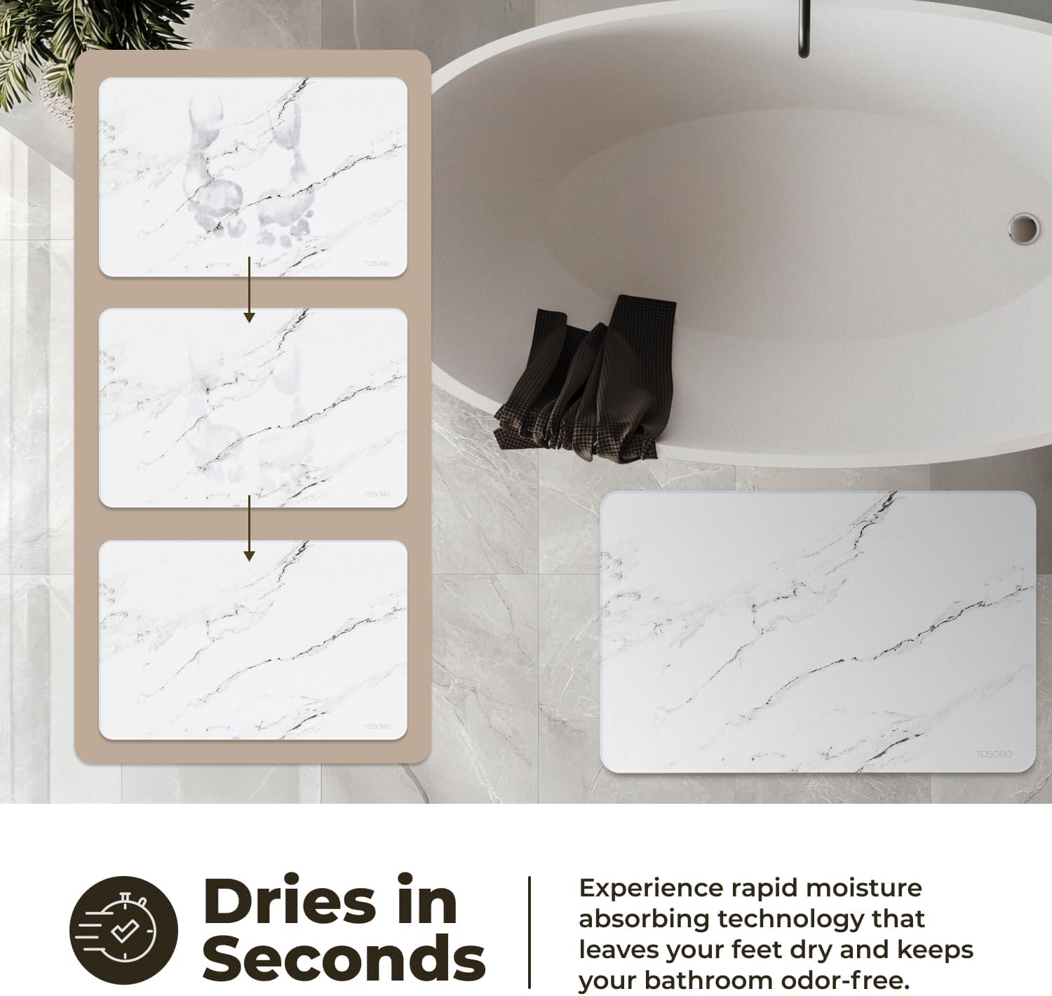 Stone Bath Mat Diatomaceous Earth Shower Mat Non-Slip Super Absorbent Diatomite Stone Bath Mats for Bathroom Floor Quick Drying Natural Easy to Clean (23.5 x 15) - Sandstone - Image 3