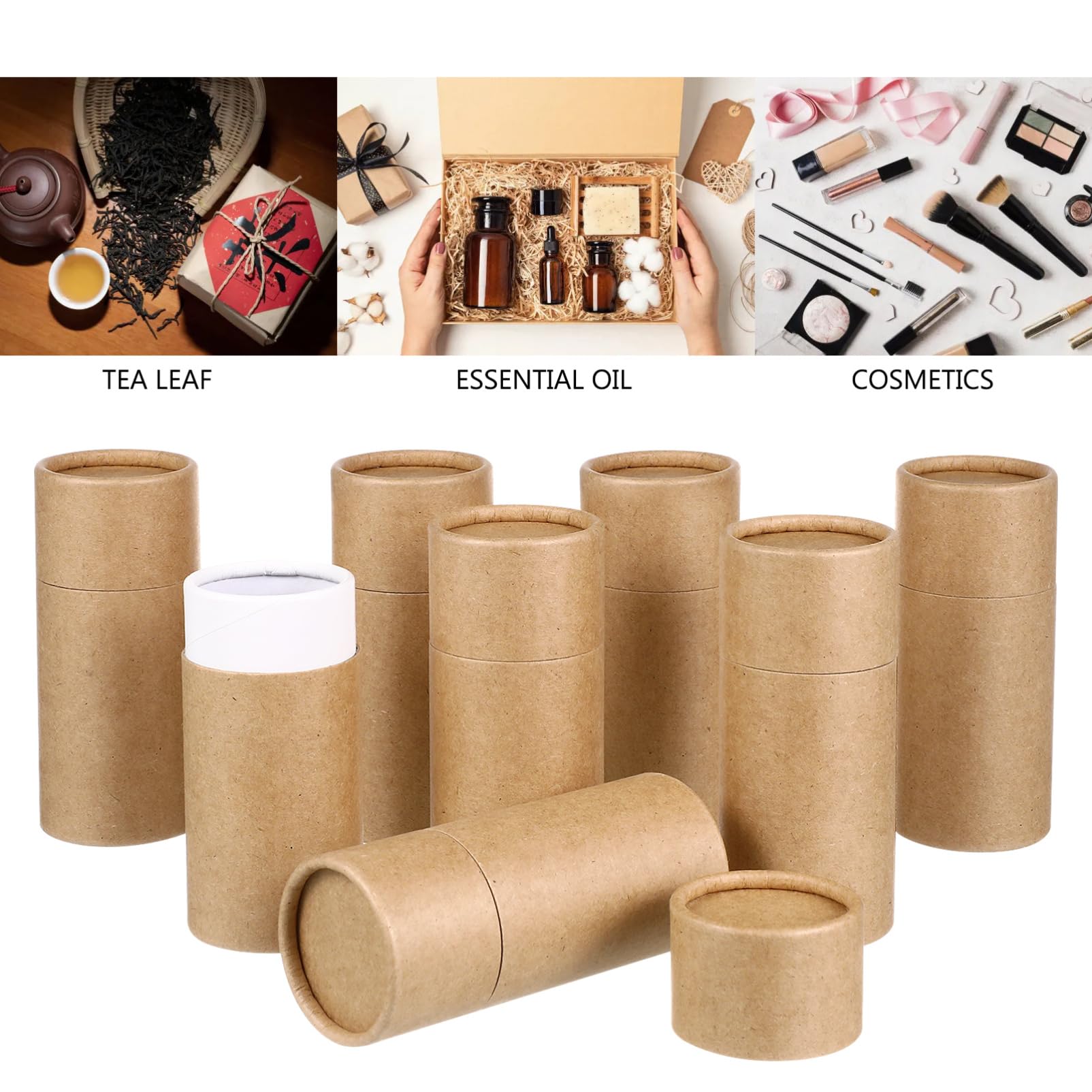 COHEALI 40 Piezas Botella De Aceite Esencial Caja De Tubo De Papel Tubos De Embalaje De Cartón Tubo De Correo Kraft Con Tapas Cajas De Embalaje Cajas De Tubo De Embalaje Cilíndrico Tubo