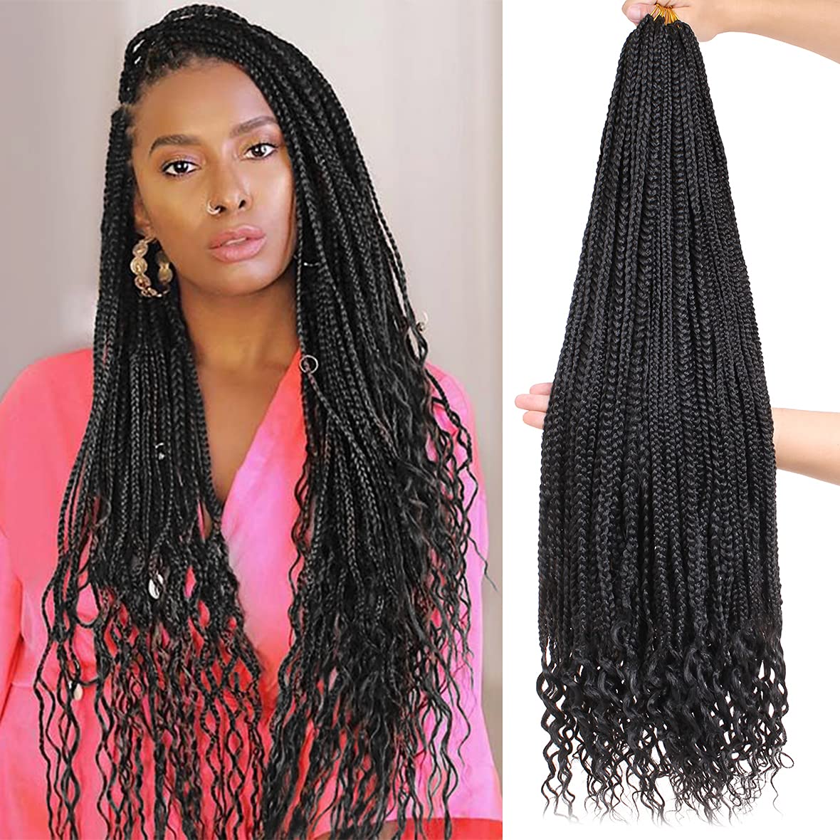 Buy Unionbeauty 34Inch 8Packs Messy Goddess Box Braids Crochet Hair